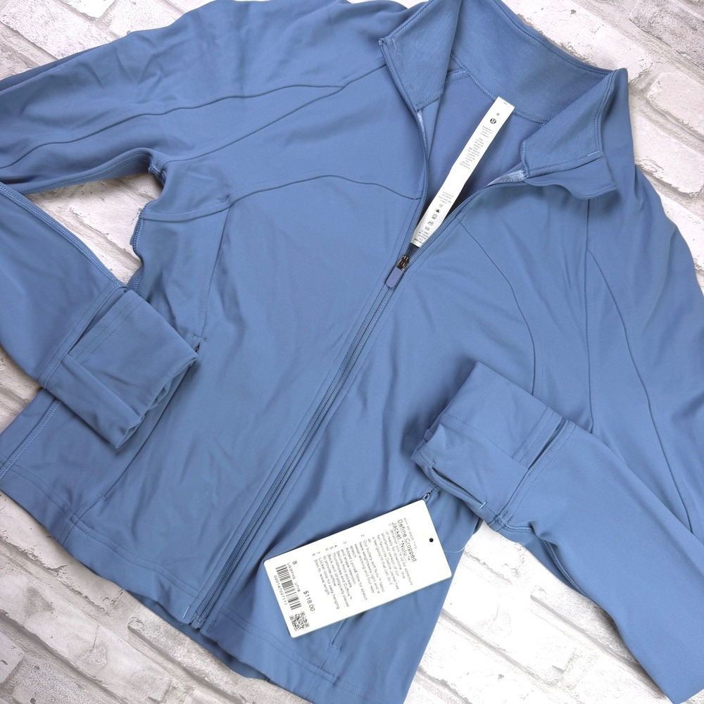 Lululemon Define Cropped Jacket Nulu Womens 8 Utility Blue LW3FFHS NWT